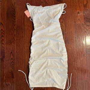 Elegant Cream Ruched Dress